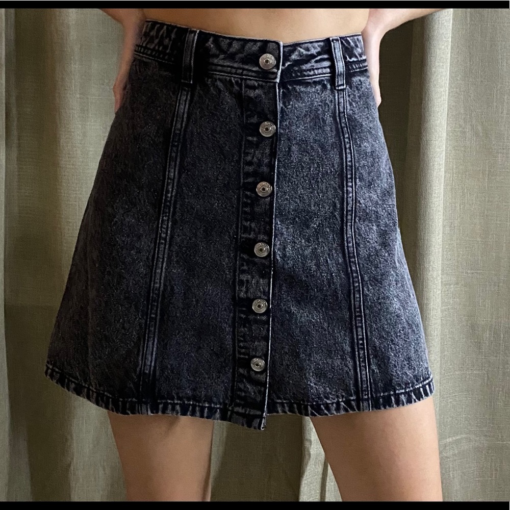 Black Denim Mini Skirt